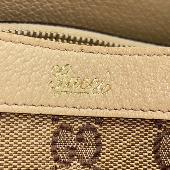 Authentic Gucci GG Canvas Leather Beige/White Tote Bag - Picture 11 of 16